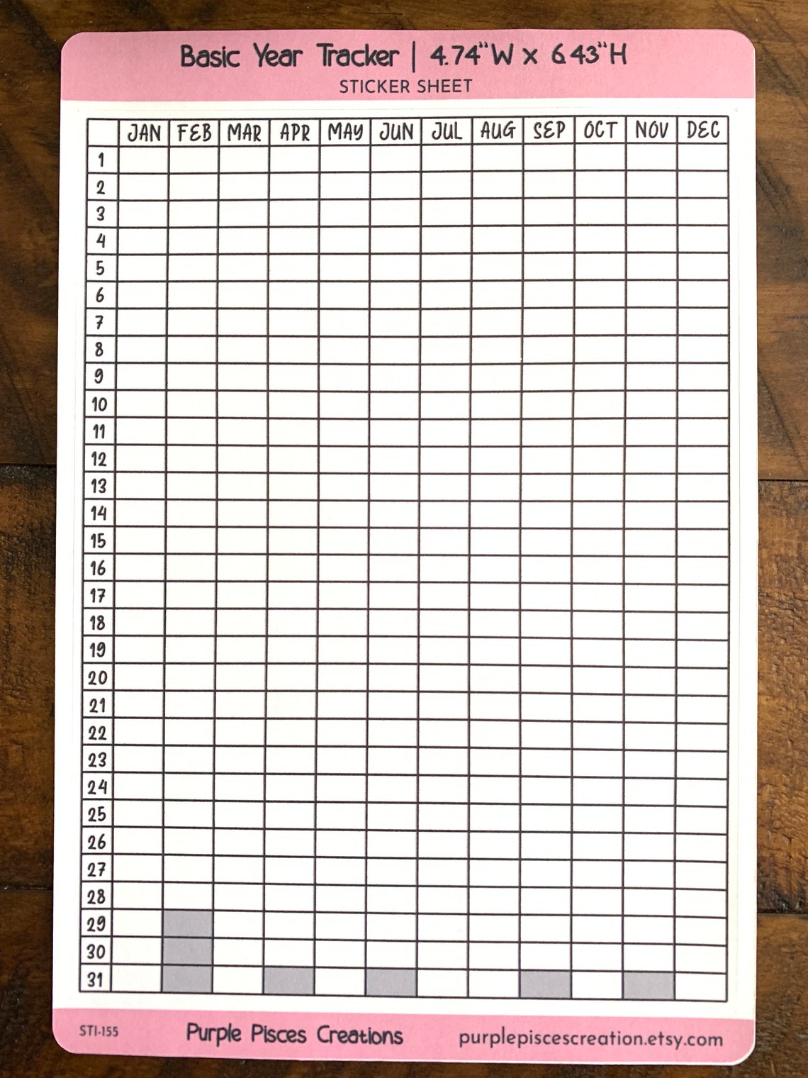Basic Year Tracker | 1 Large Year Tracker Sticker 6.43