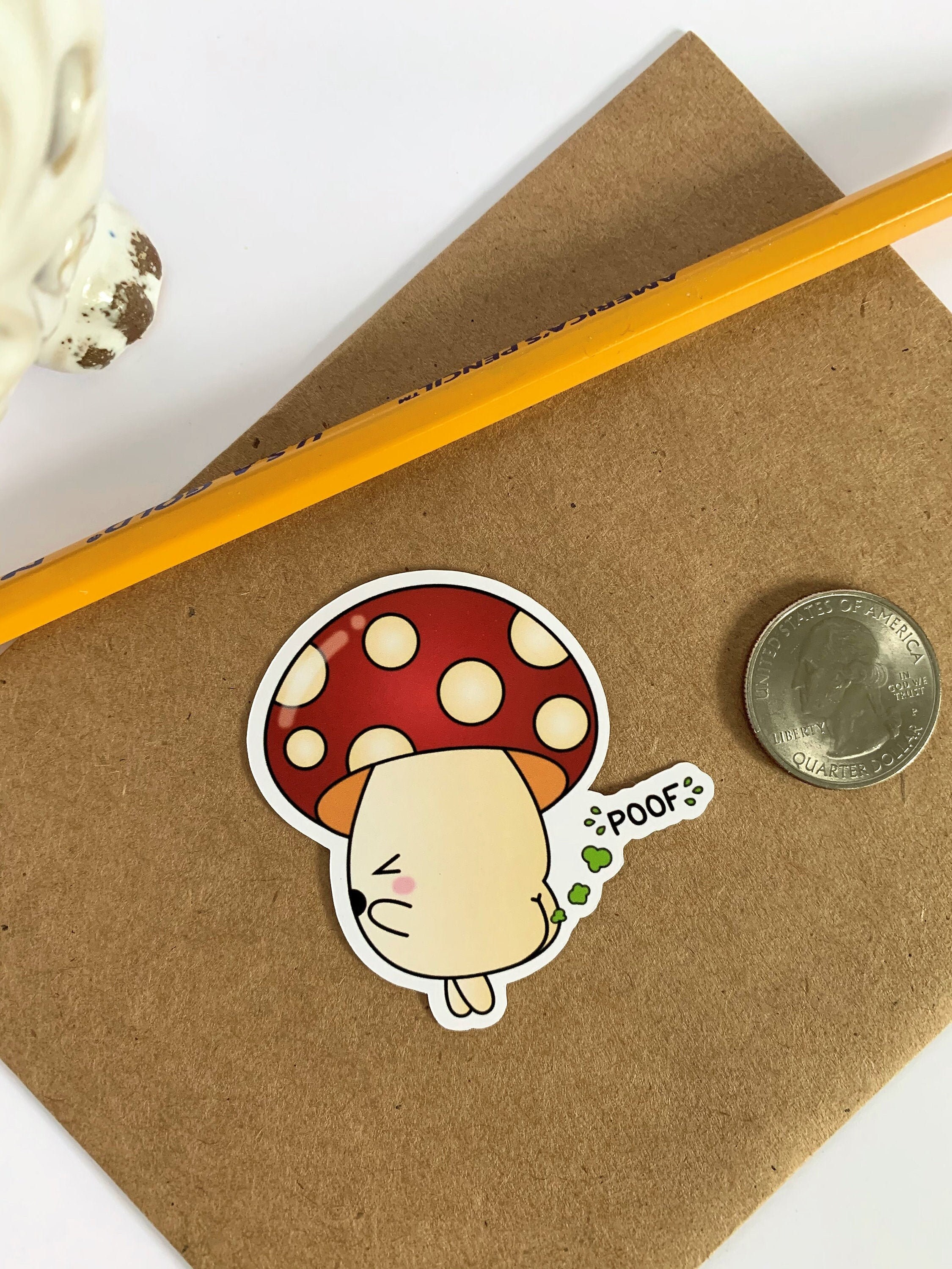 Mushroom Poof Glossy Sticker Farting Mushroom 2.25H x Etsy