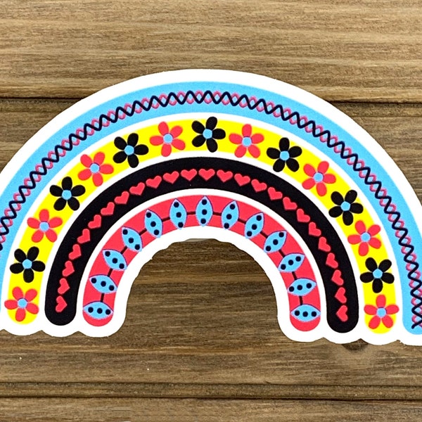 Deco Rainbow Die Cut Sticker | 2.9"W x 1.6"H | Choice of Matte Paper Sticker OR Water-Resistant Vinyl (Glossy Laminated) Sticker