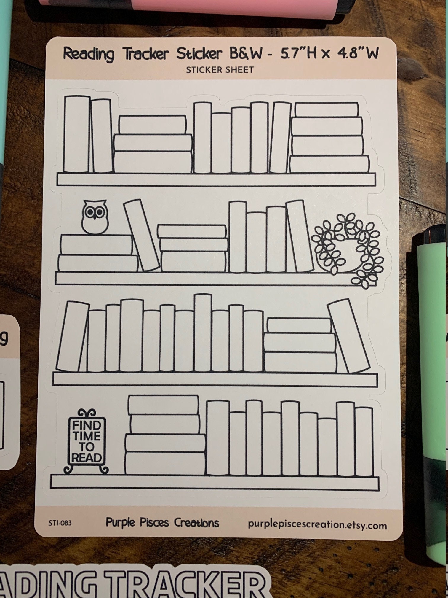 Reading Log Sticker 4.4w X 5.9h Title, Author, and Rating Columns 20 Rows  for Reading Journals, Bujo Matte Sticker Book Lovers 