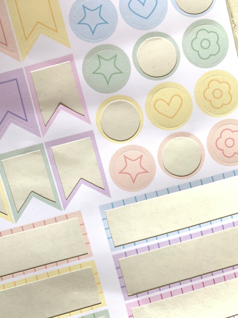 Planner Bits Pastel Stickers 40 Stickers Flags Circles | Etsy