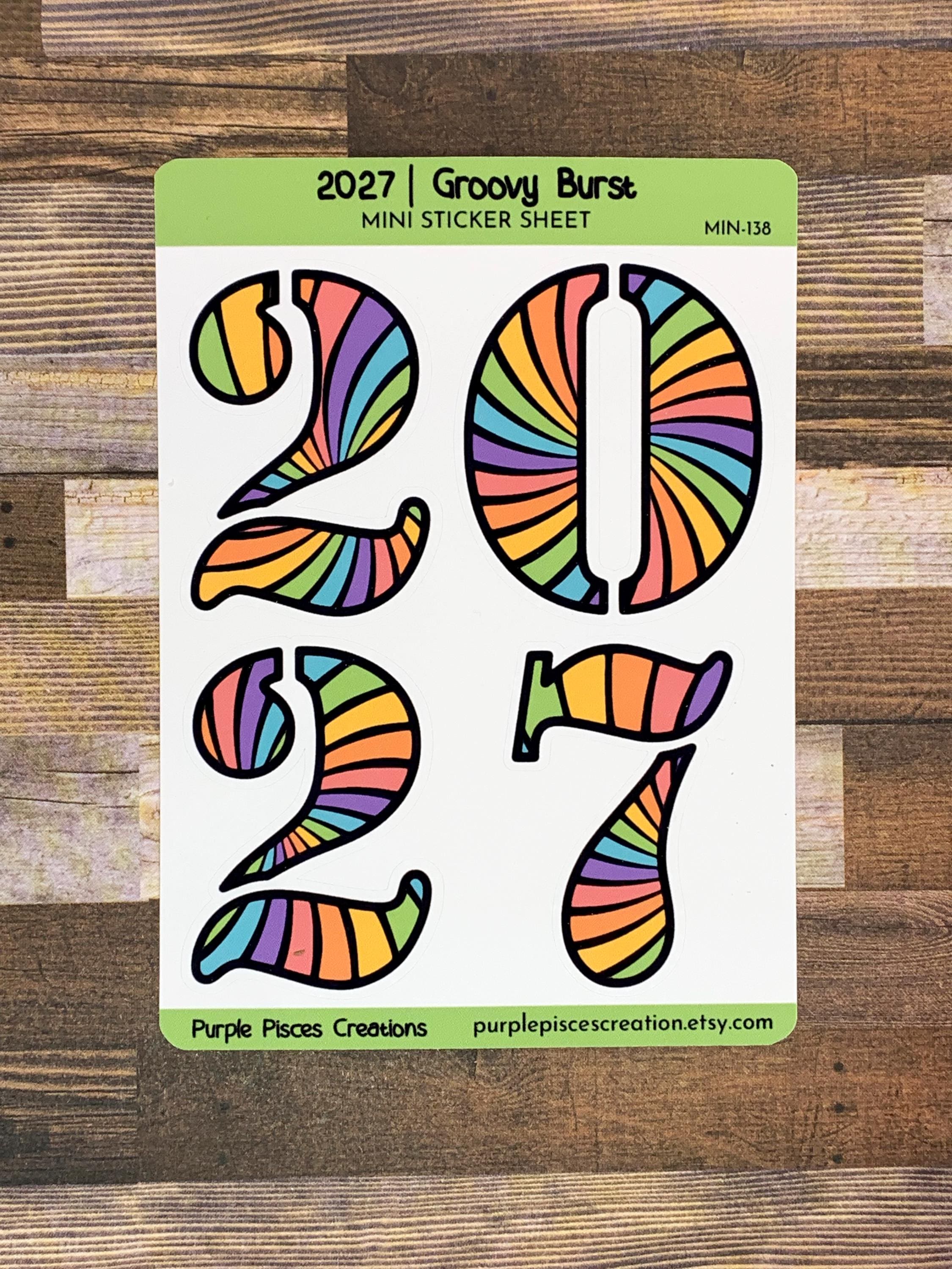 2027 Number Mini Sticker Sheet | 4 Kiss Cut Stickers, 2, 0, 2 & 7 | 9 ...