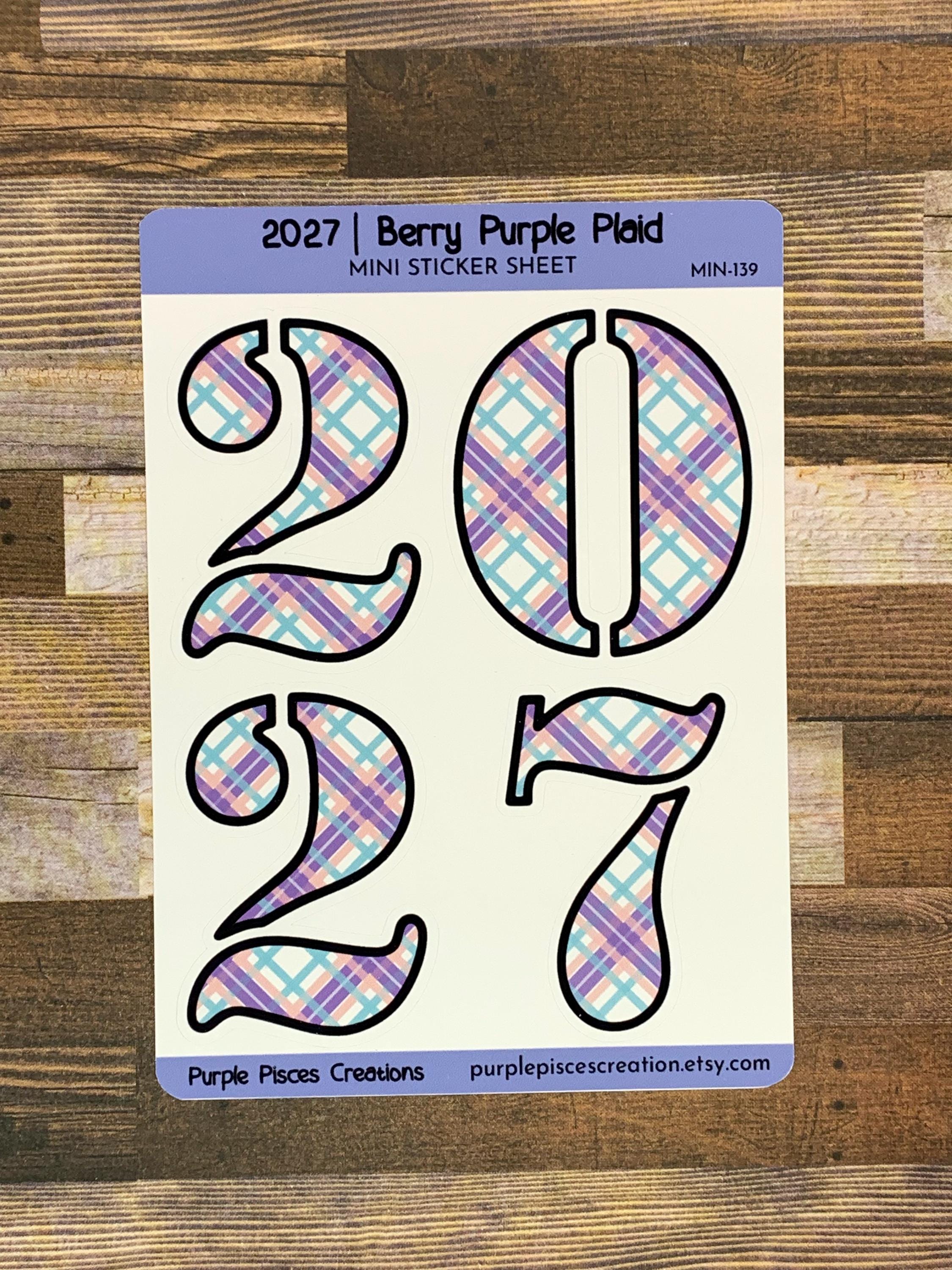 2027 Number Mini Sticker Sheet | 4 Kiss Cut Stickers, 2, 0, 2 & 7 | 9 ...