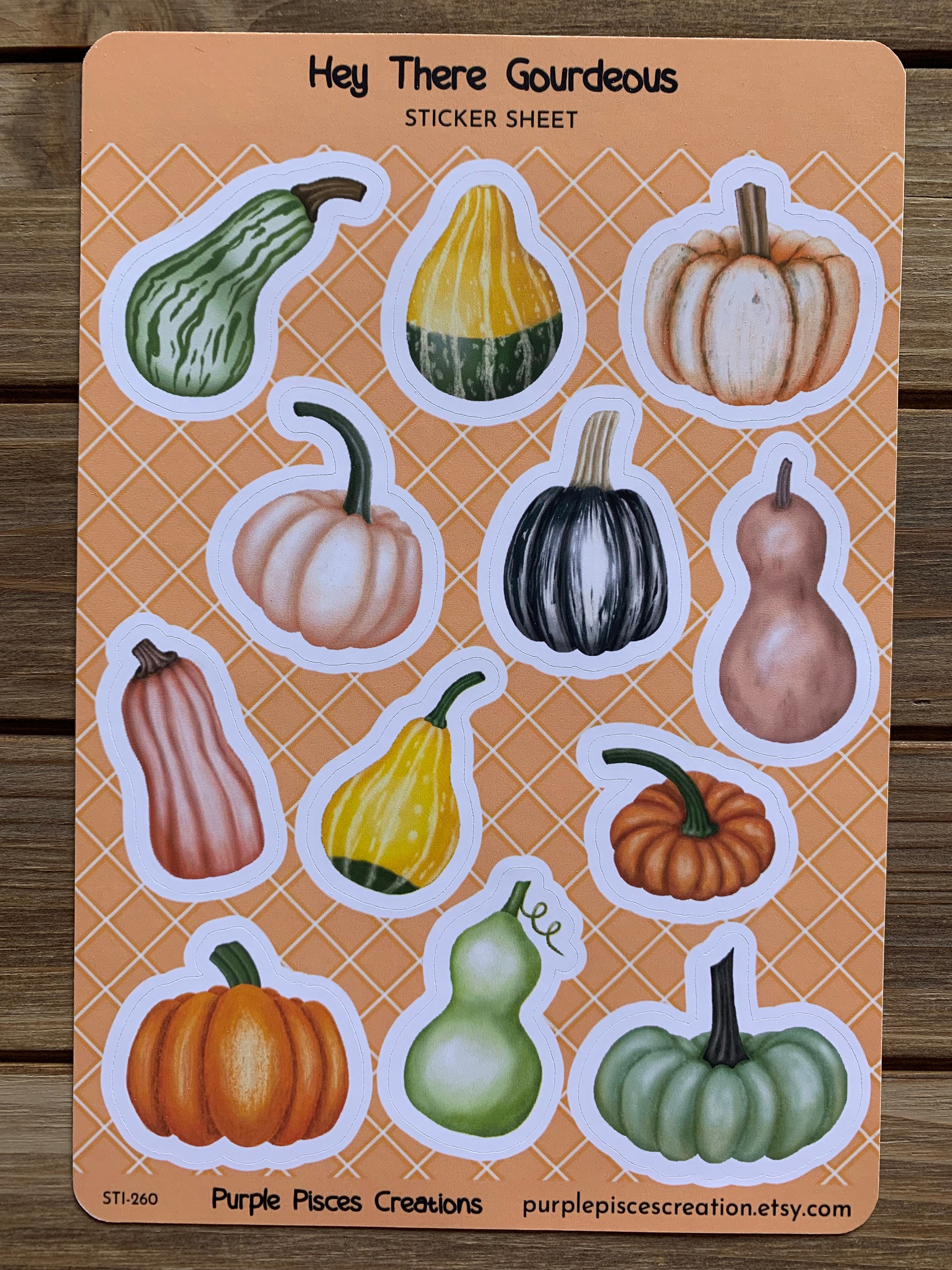 Hey There Gourdeous Sticker Sheet | Fall/autumn Gourd Themed Decorative ...