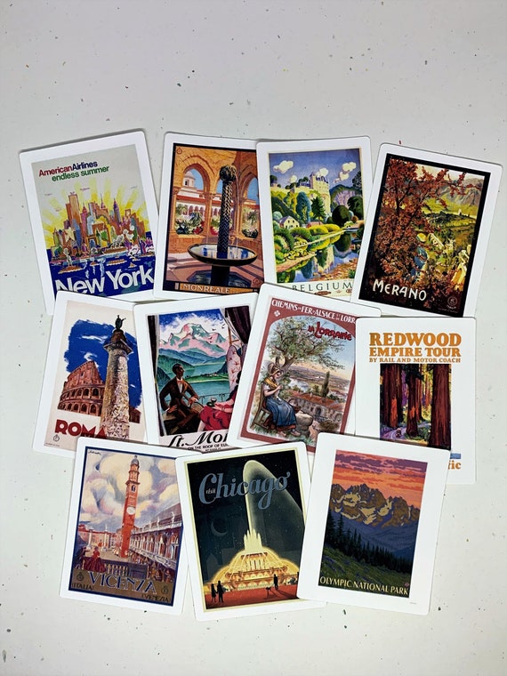 Vintage Travel Poster Stickers 12 Stickers Made From Photos of Old Travel  Posters Perfect for Planners, Journals, Scrapbooks 