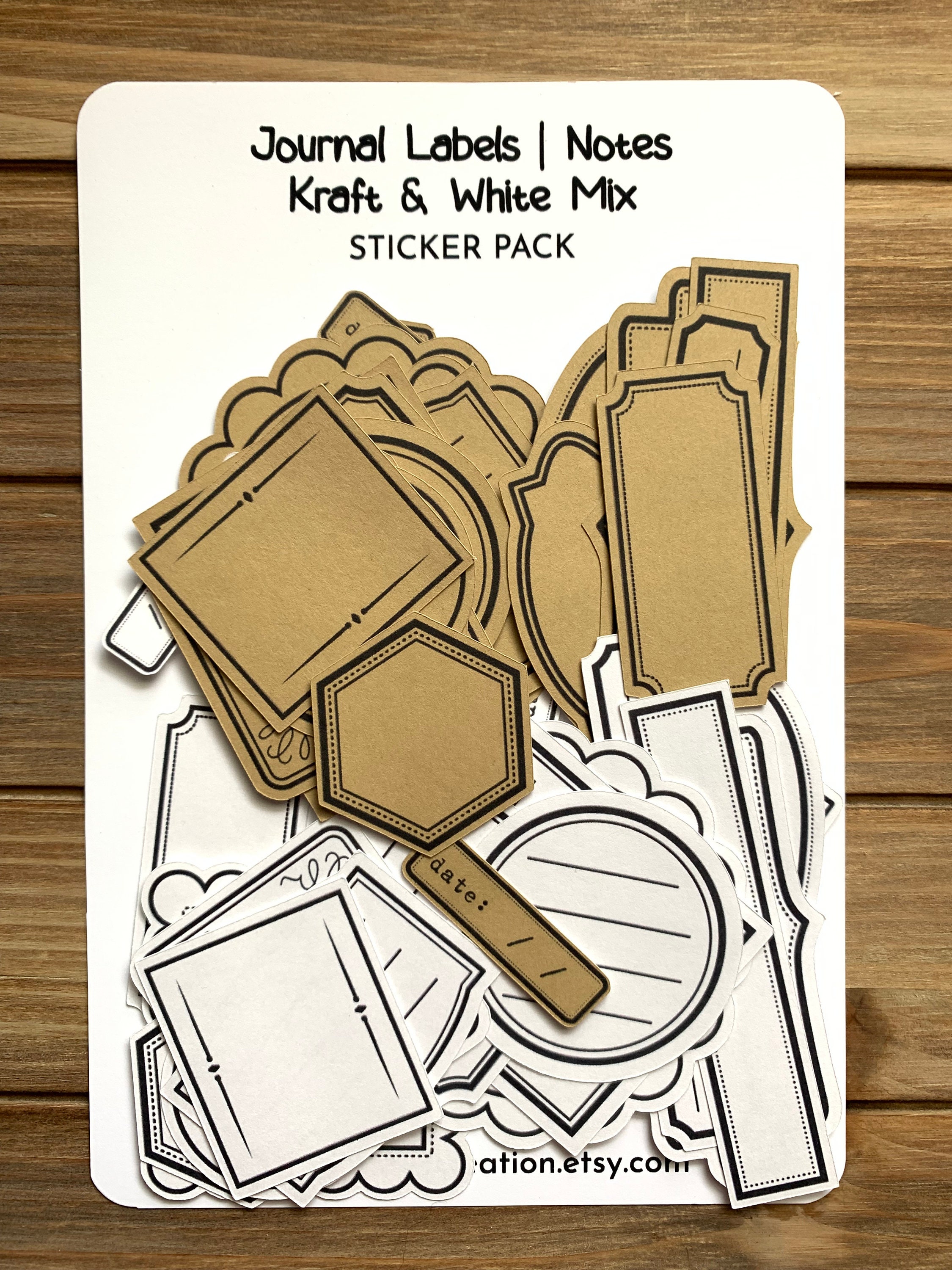 Journal Labels / Notes Die Cut Stickers | 3 Options | 44 Stickers (2 ...