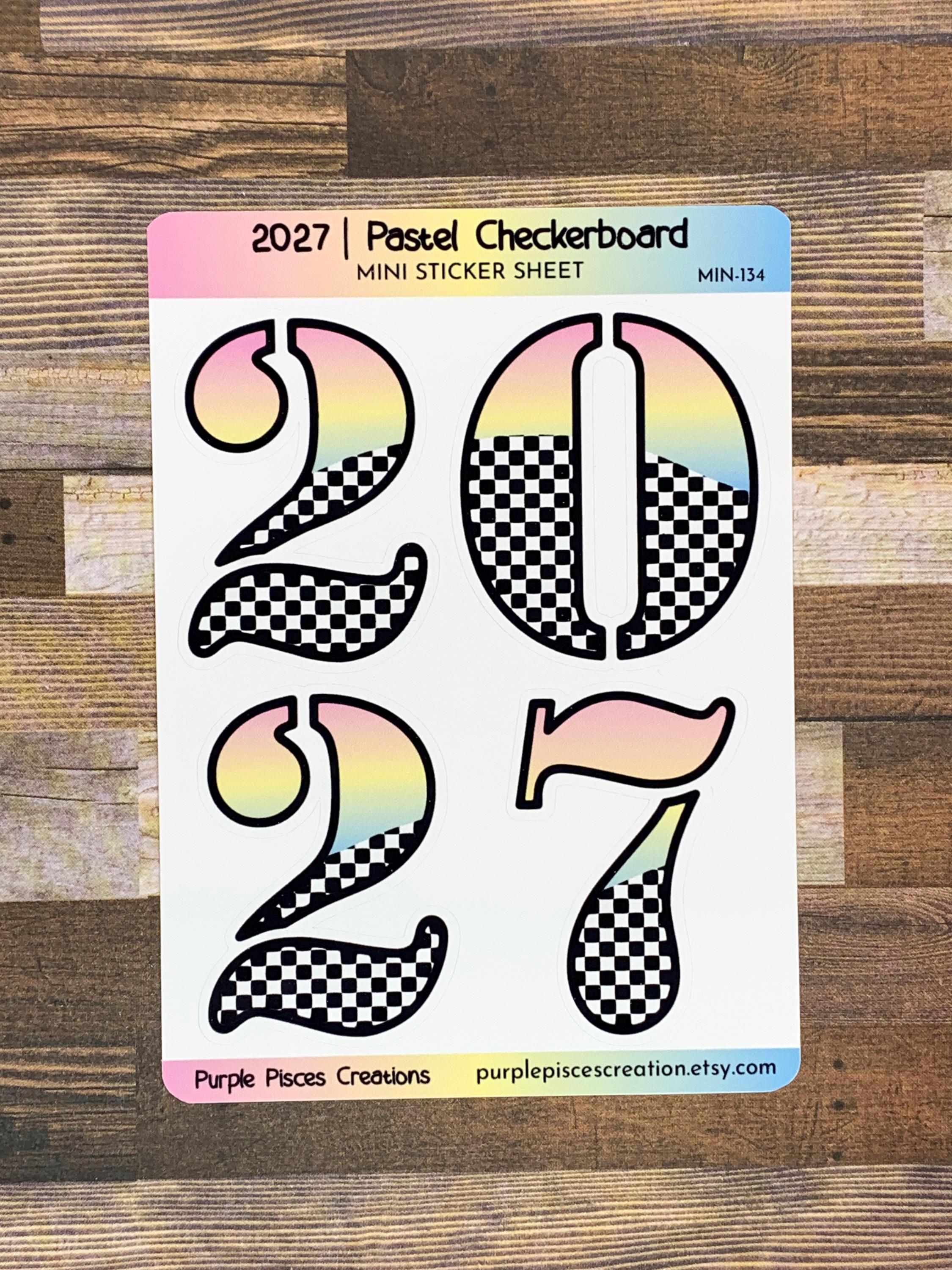 2027 Number Mini Sticker Sheet | 4 Kiss Cut Stickers, 2, 0, 2 & 7 | 9 ...