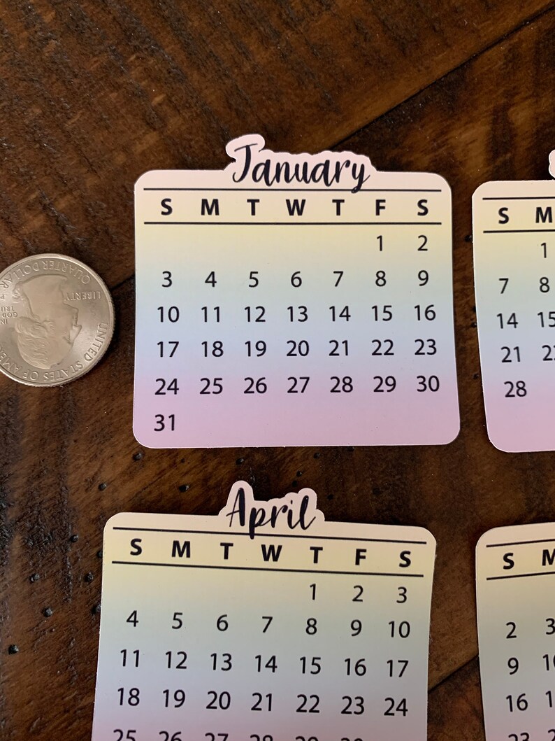 Notebooks Journals Scrapbooks Sat Pastel Sun For Planners Set of 12 Die Cut Months Jan-Dec 2021 Months Calendar Stickers