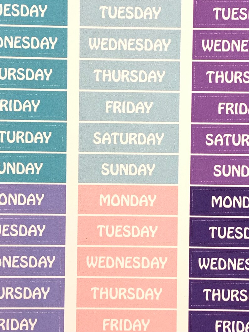 Days of the Week Sticker Sheet | Berry Purple Color Palette | 6 Weeks ...