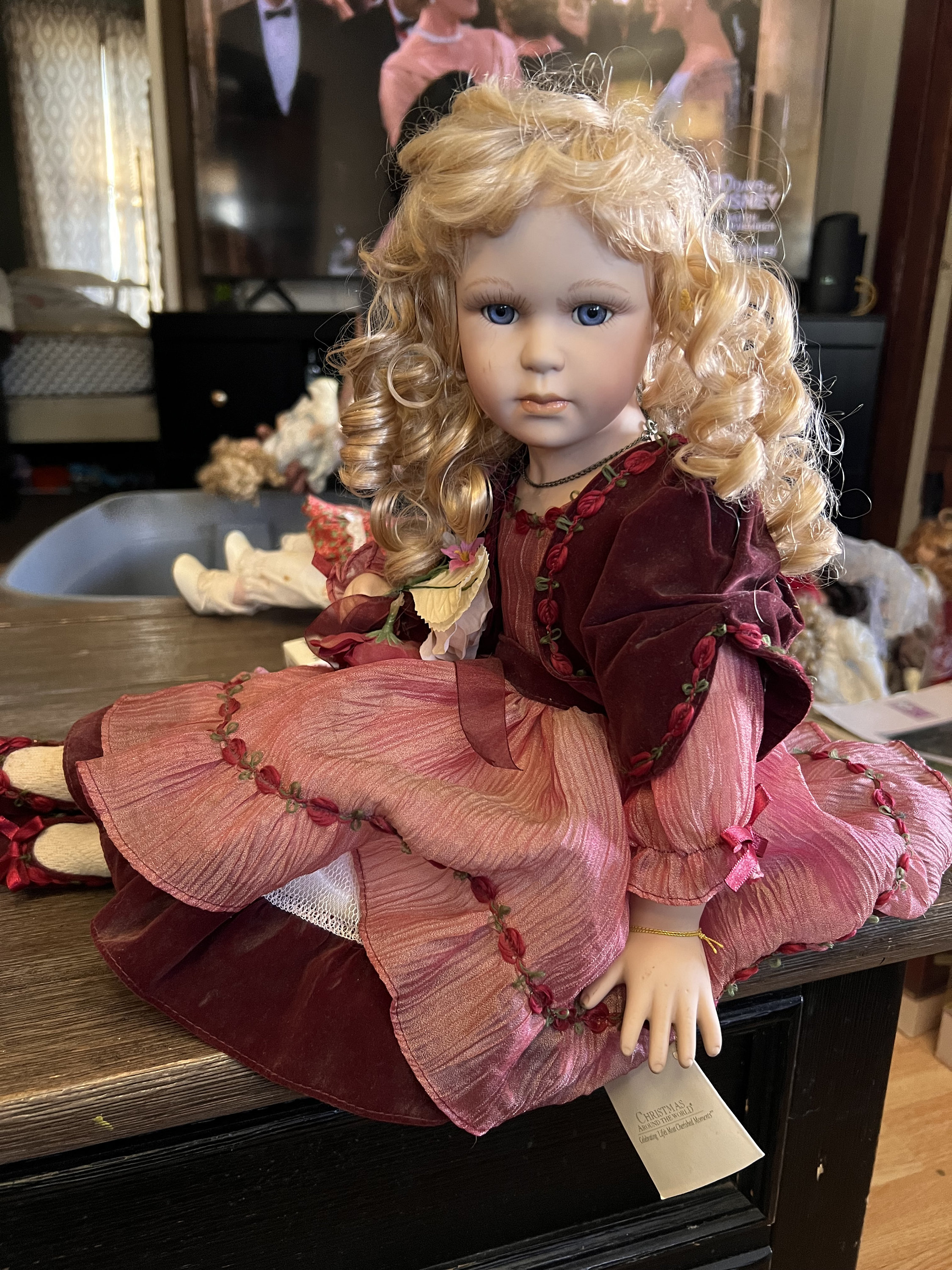 Christmas Around the World Exclusive 17 Porcelain Doll Velvet Dress Blonde Hair Etsy