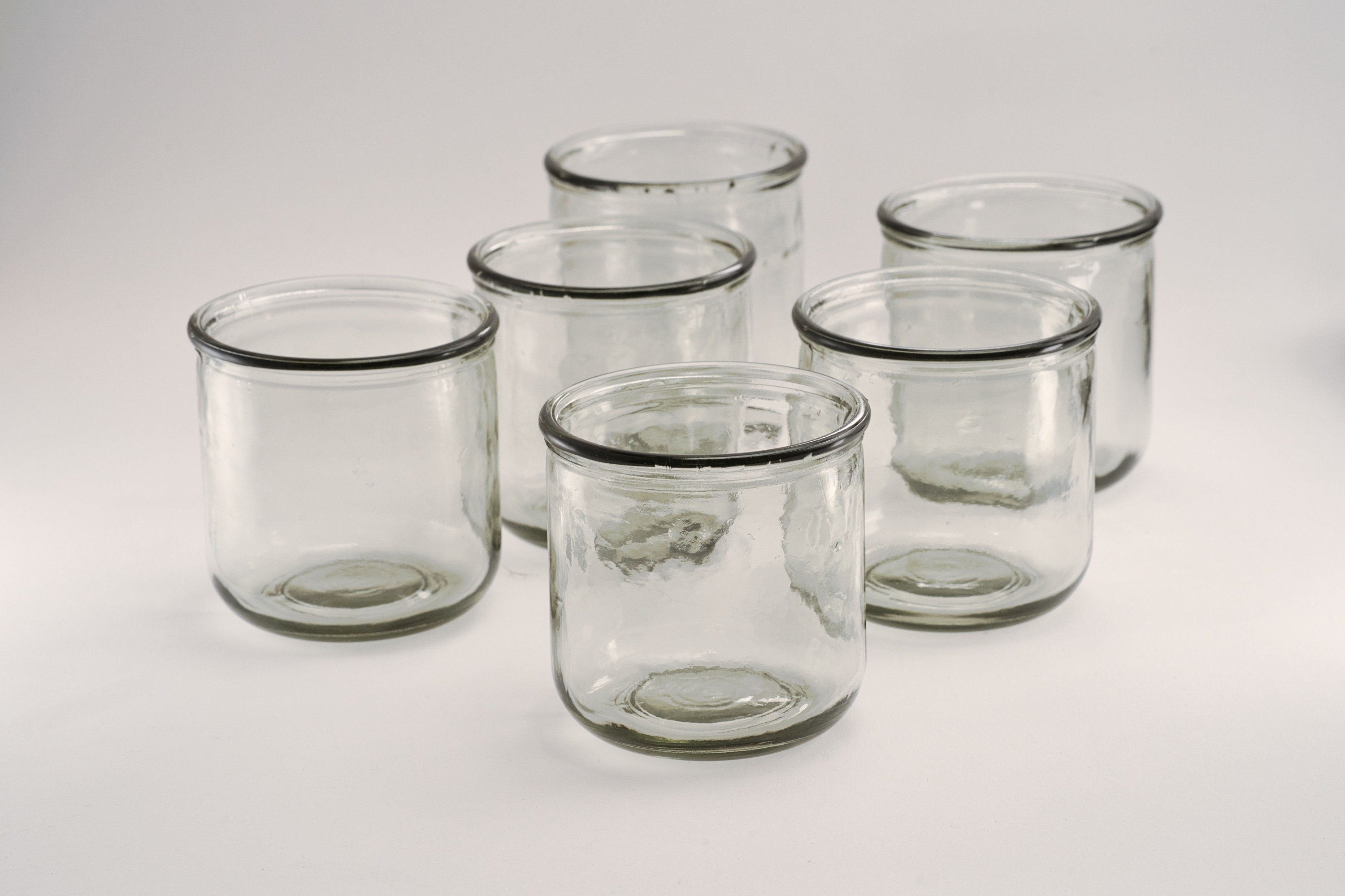 Clear Clear Glass Candle Jars w/ Glass Flat Pressed Lids