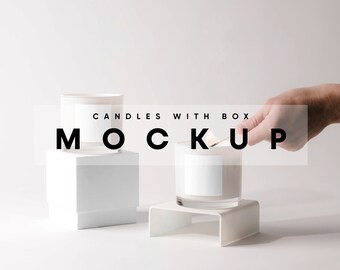 Candle Packaging Mockup: Box & Jar Label (PSD)