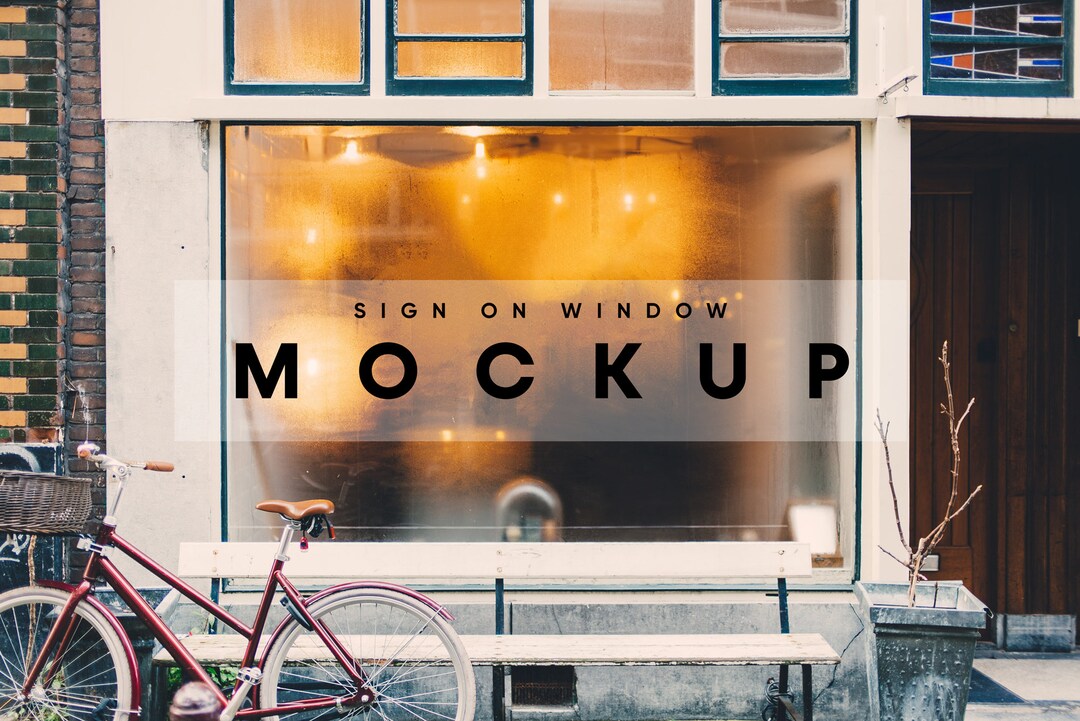 Shop Window Sign Mockup: Restaurant Cafe Signage (PSD) - Etsy
