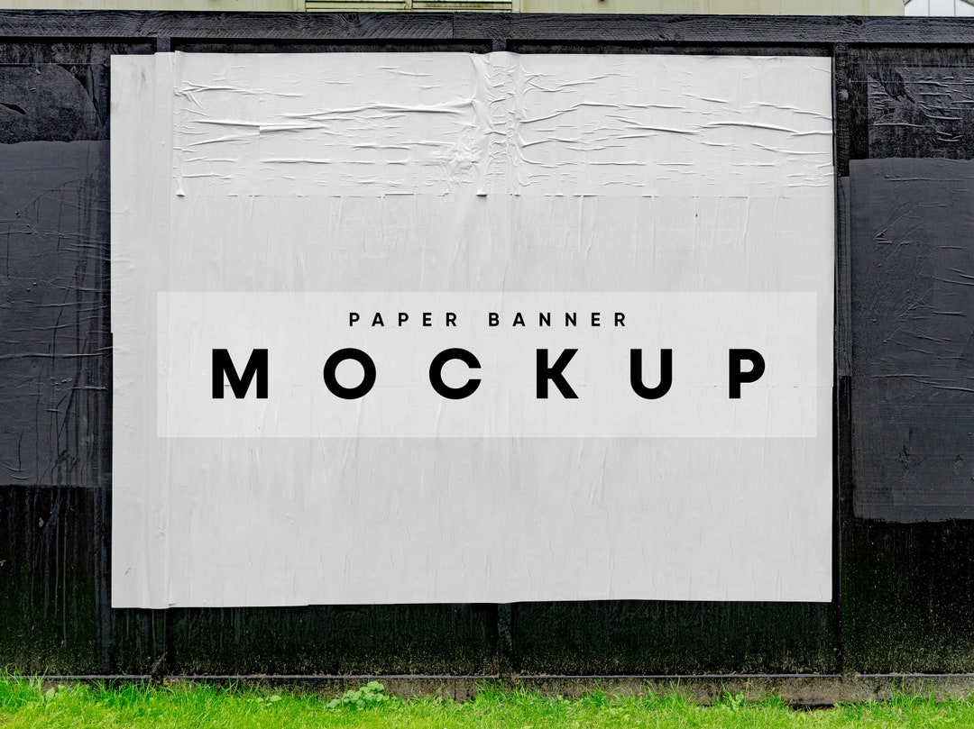 Paper Banner, Flag Mockup, Billboard Mockup, Sign Mockup, Poster ...