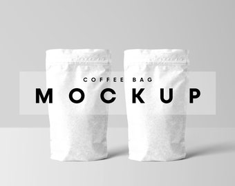 Papierkaffeebeutel Mockup: Branding PSD Vorlage