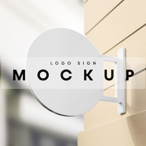Rounded Sign Mockup, Sign Mockup, Shop Sign Mockup, Signage Mockup, Wayfinding Mockup, Caffee Sign Mockup, Restaurant Sign Mockup