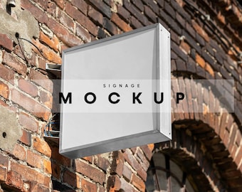 Photo Realistic Hanging Sign Mockup: Shop, Caffee, Restaurant (PSD & JPG)