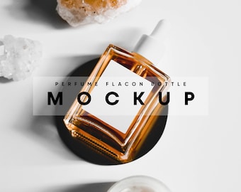 Perfume Bottle Mockup: Flacon Glass Bottle Label (PSD & JPG)