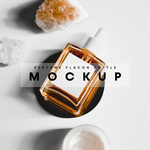 Perfume Bottle Mockup: Flacon Glass Bottle Label (PSD & JPG)