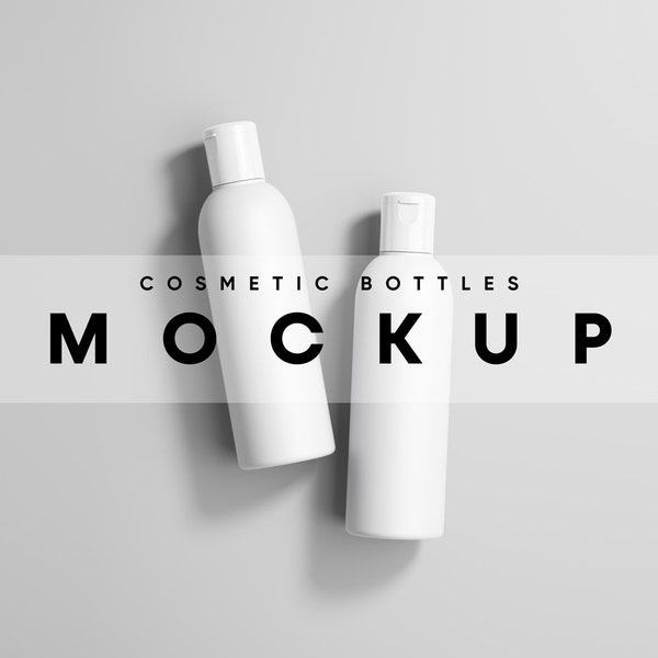 Cosmetics Bottle Mockup, Cosmetic Bottles Mockup, Bottle Mockup, Dispenser Bottle Mockup, Plastic Bottle Mockup, Cosmetic Tube Mockup