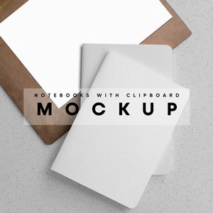 Notebooks Cover with Clipboard Mockup, Cover Mockup, Book Mockup, Book Cover Mockup, Magazine Mockup, Front Cover Mockup,  Journal Mockup