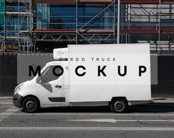 Cargo Truck Mockup: Vehicle Branding PSD Template