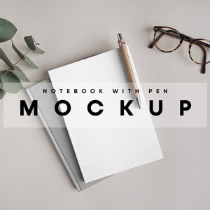 Notebook with Pen Mockup, Cover Mockup, Cover Mockup, Book Mockup, Book Cover Mockup, Magazine Mockup, Front Cover Mockup, Journal Mockup