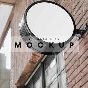Rounded Sign Mockup, Sign Mockup, Shop Sign Mockup, Signage Mockup, Wayfinding Mockup, Caffee Sign Mockup, Restaurant Sign Mockup