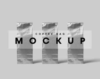 Maqueta realista de bolsa de café: Plantilla PSD (Descarga digital)