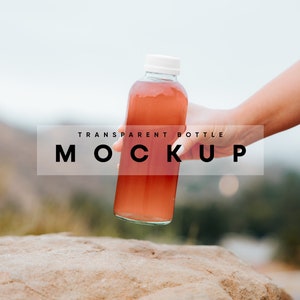 Bottle in Hand Mockup, Transparent Bottle Mockup, Water Bottle Mockup, Juice Bottle Mockup, Smoothie Bottle Mockup, Plastic Bottle Mockup,
