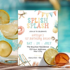 Splish Splash Birthday Bash Invitation Template | Pool Party Birthday Invite | Summer Editable Invite | Printable & Mobile Invitation
