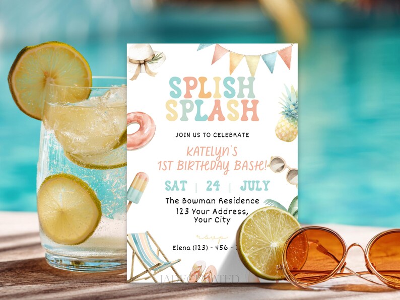 Splish Splash Birthday Bash Invitation Template | Pool Party Birthday Invite | Summer Editable Invite | Printable & Mobile Invitation