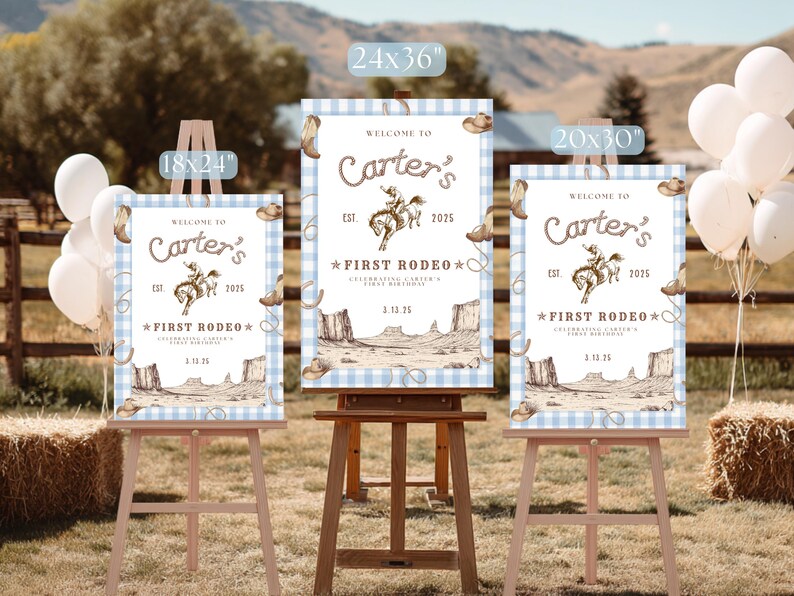 Traveling Rodeo Sign First Rodeo Welcome Sign Template | Western First Birthday Welcome Sign ...