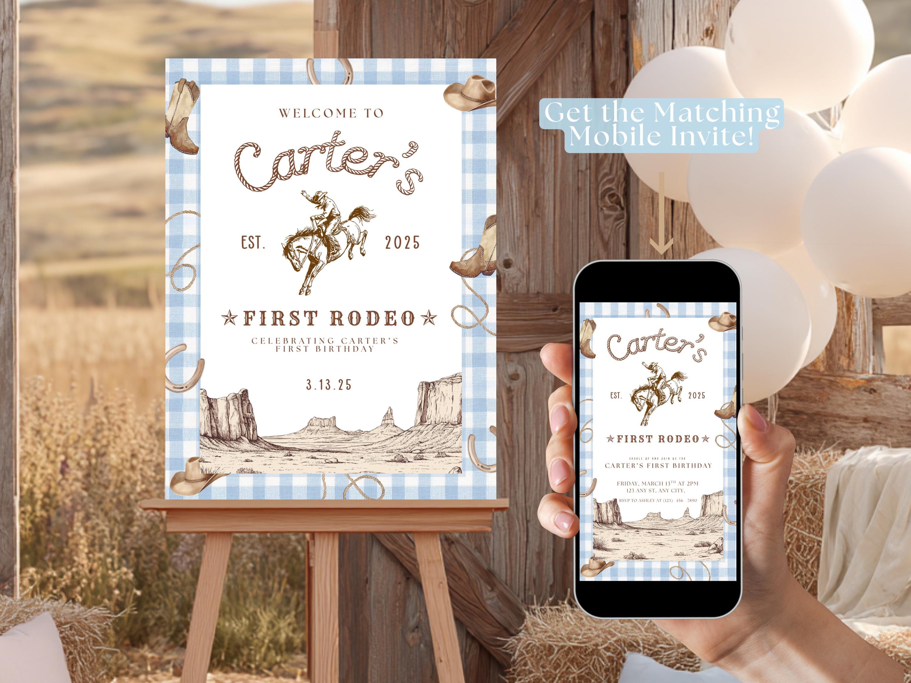 First Rodeo Welcome Sign Template | Western First Birthday Welcome Sign ...