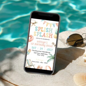 Splish Splash Birthday Bash Invitation Template | Pool Party Birthday Invite | Summer Editable Invite | Printable & Mobile Invitation