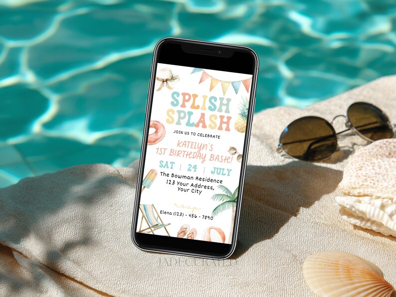 Splish Splash Birthday Bash Invitation Template | Pool Party Birthday Invite | Summer Editable Invite | Printable & Mobile Invitation