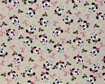 I Woof You Christmas Dog Cotton Fabric / Sewing Quilting Holiday Fabric / DIY Craft