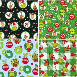 Christmas Dr. Seuss The Grinch cotton fabric / Mean One / Christmas / Sewing Quilting / Face Mask Fabric DIY Craft