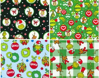 Christmas Dr. Seuss The Grinch cotton fabric / Mean One / Christmas / Sewing Quilting / Face Mask Fabric DIY Craft