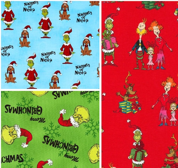 The Grinch Cotton Fabric / Dr. Seuss / Christmas / Sewing Etsy