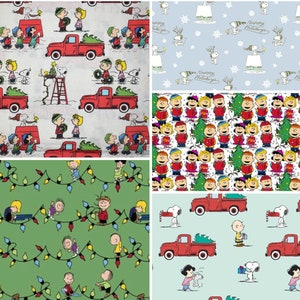 Tessuto natalizio Peanuts / Peanuts Gang Snoopy Charlie Brown / Vacanza / Cucito Quilting Face Mask Fabric / Fai da te