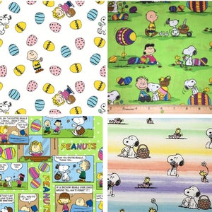 Peanuts Easter Fabric / Peanuts Gang Snoopy Charlie Brown / Holiday / Sewing Quilting Face Mask Fabric / DIY Craft
