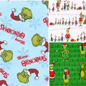 Grinch Christmas Cotton Fabric / Dr. Seuss / Whoville Max The Grinch / Sewing Quilting / DIY Craft Face Mask Fabric