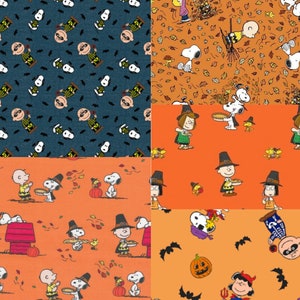 Peanuts Halloween Fabric / Peanuts Gang Snoopy Charlie Brown / Holiday / Sewing Quilting Face Mask Fabric / DIY Craft