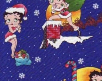 Betty Boop Christmas cotton fabric  OOP Rare HTF/ Christmas fabric / Sewing Quilting / DIY Craft Face Mask Fabric