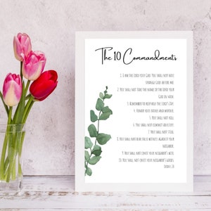 The Ten Commandments Wall Art, Exodus 20 Wall Art, 10 Commandments, Bible Verse Wall Art, Christian Home Wall Decor, Bible Prints