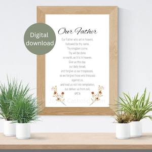 The Lord&#39;s Prayer Print, Our Father Print, Catholic Prayer Print, Digital Product, Catholic Home Decor, Christian Art, Catholic Prayer