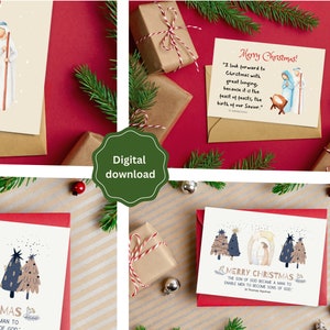 Christian Christmas Card Set, Printable Christmas Card bundle, Set of 3 Religious Christmas Cards, Catholic Christmas Card, digital download