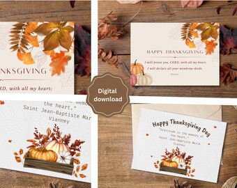 Zestaw kartek na Święto Dziękczynienia, Chrześcijańska kartka na Święto Dziękczynienia, Zestaw kartek na Święto Dziękczynienia, Zestaw kartek na Święto Dziękczynienia do druku, pobieranie cyfrowe