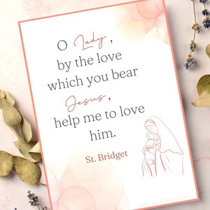 Our Lady Prayer Card, Virgin Mary Printable Card, Catholic Saint Quotes, Christian Greeting Card, Religious Stationery, Instant Download